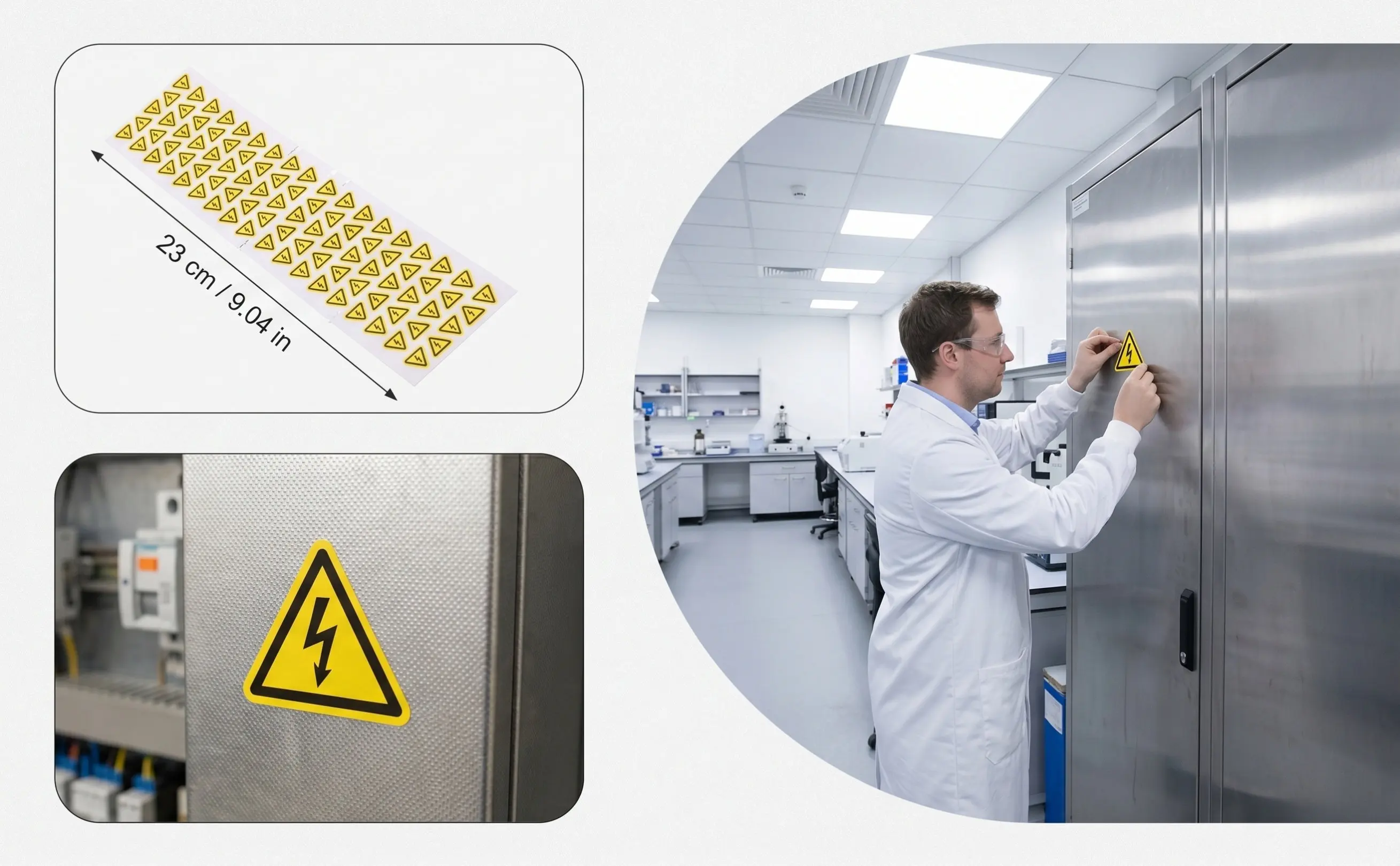 3Sheets Electric Hazard Warning Sticker Yellow Strong Adhesive Safety Label for High Voltage