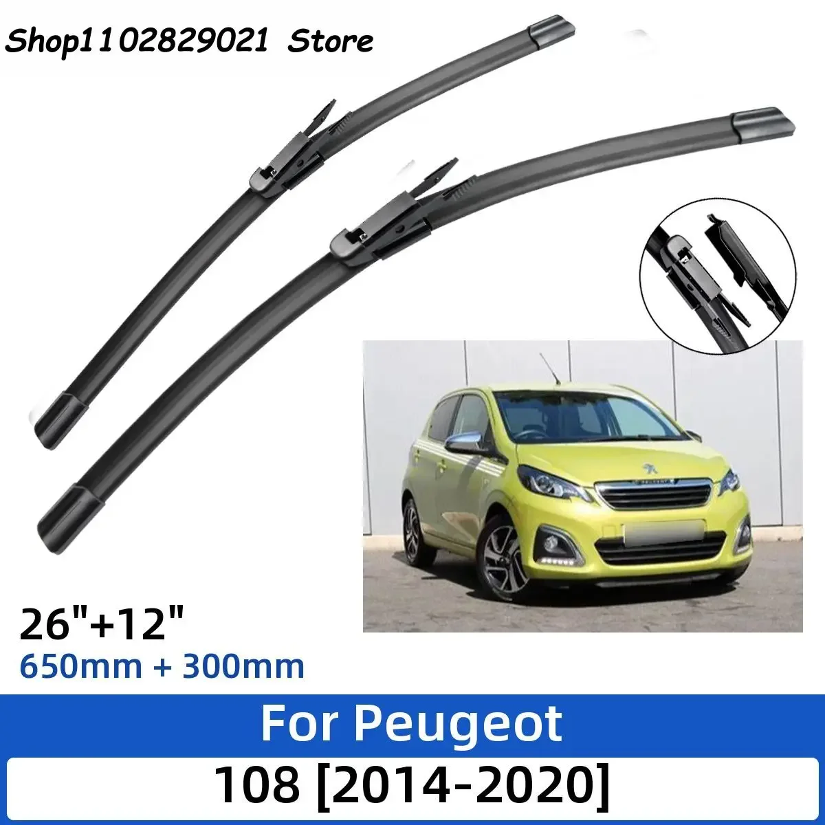 

2PCS For Peugeot 108 2014-2020 26"+12" Front Wiper Blades Windshield Windscreen Window Cutter Accessories 2016 2017 2018 2019