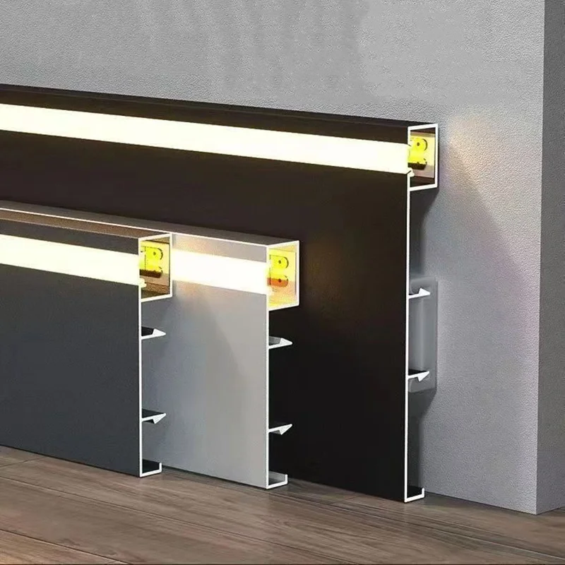 50mm 80mm LED Skirting Line Aluminium Profile Baseboard Hard Bar Light Suface Mounted Wall Skirting Channel Linear Lamp