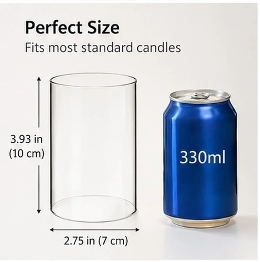 2Pcs Glass Shades Clear Transparent Covers Open Ended Glass Chimney Tube Cylinder Candleholders for Home Decor