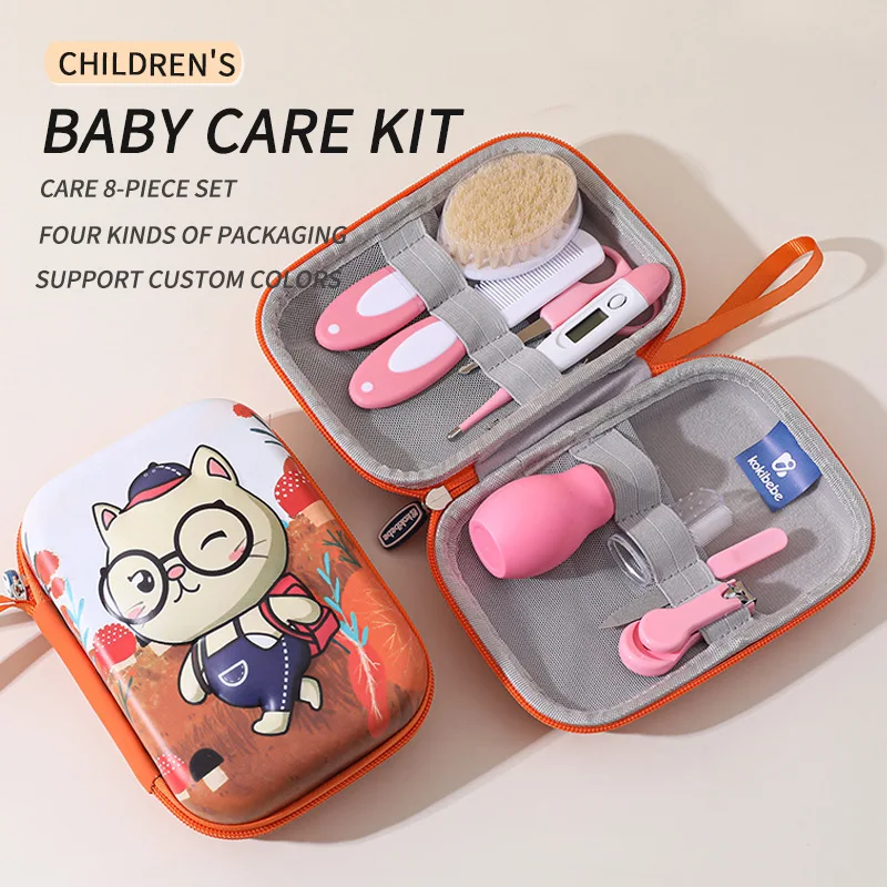 Wholesale maternal & baby supplies: 8-in-1 kids thermometer care set with EVA bag,nasal aspirator&nail clippers—safe, practical!
