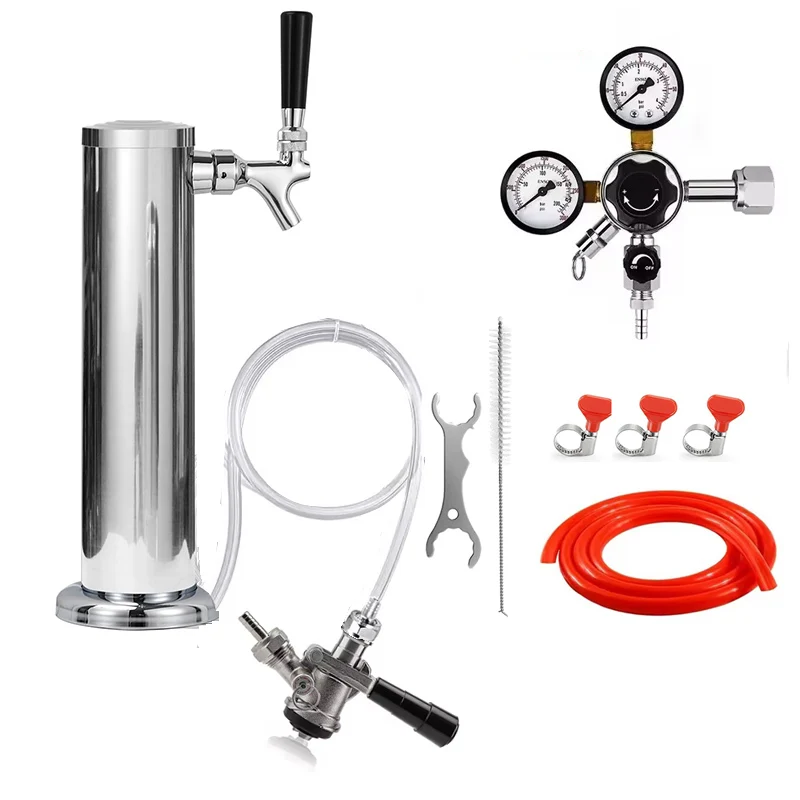 Standard Single Tap Beer Conversion Kit Without Co2 Tank, Kegerator Tower Kit (Co2 Regulator & Keg Coupler & Gas Line & Tower )
