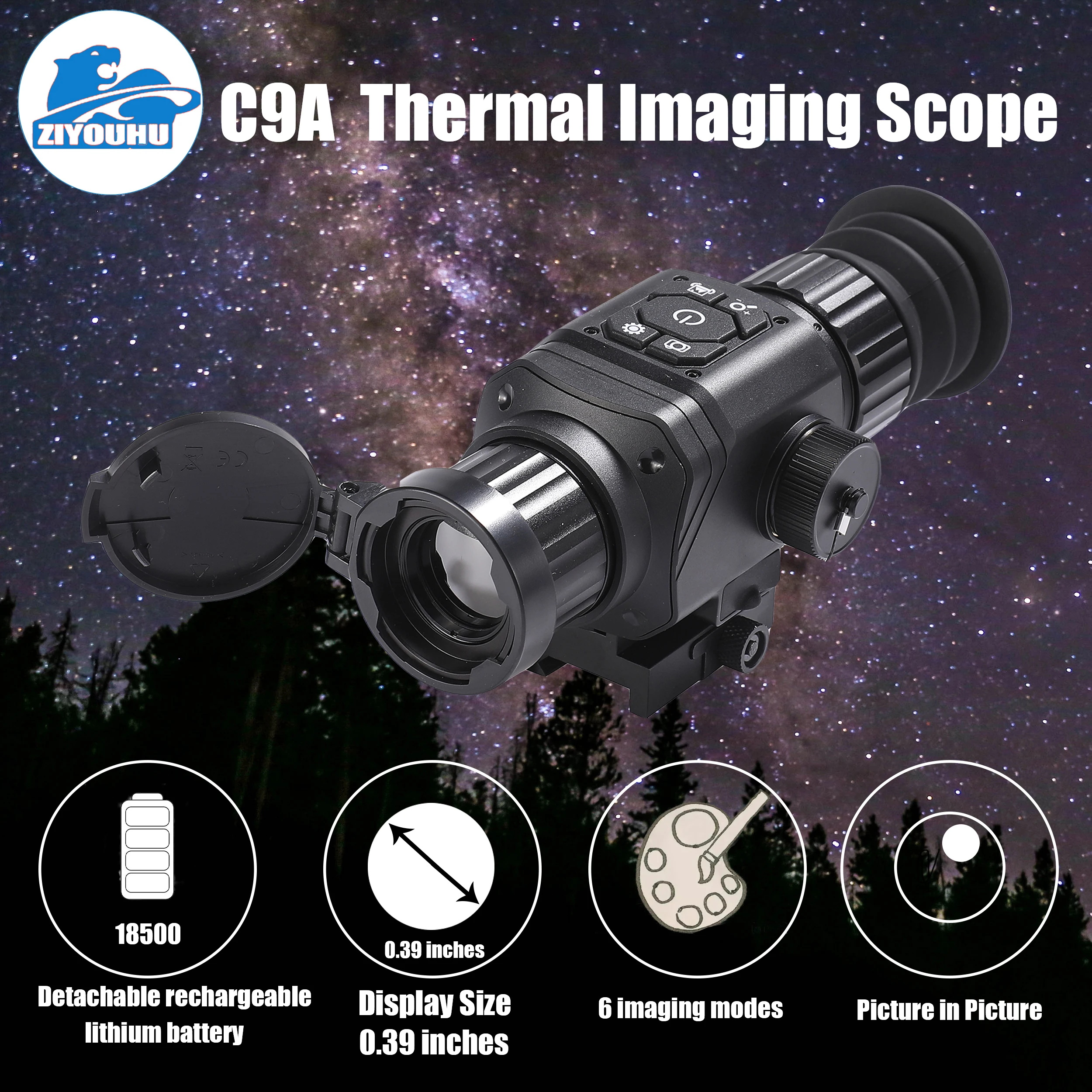 

ZIYOUHU C9A Thermal Imaging Camera Night Vision Crosshair Multiple Modes 256-Core Infrared Imaging for Hunting