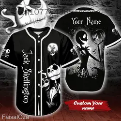 2024 Suumer New Jack Skellington And Sally baseball jersey Mens Women Custom Name  Disney Baseball Uniform Casual Sports Shirt