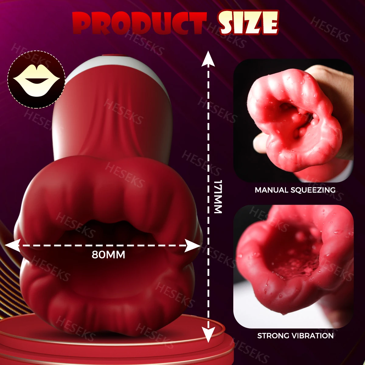 HESEKS Big Mouth Male Penis Trainer APP Version Vibration Masturbation Massage Male Root Exercise Adult Sexual Sex Toys for Men