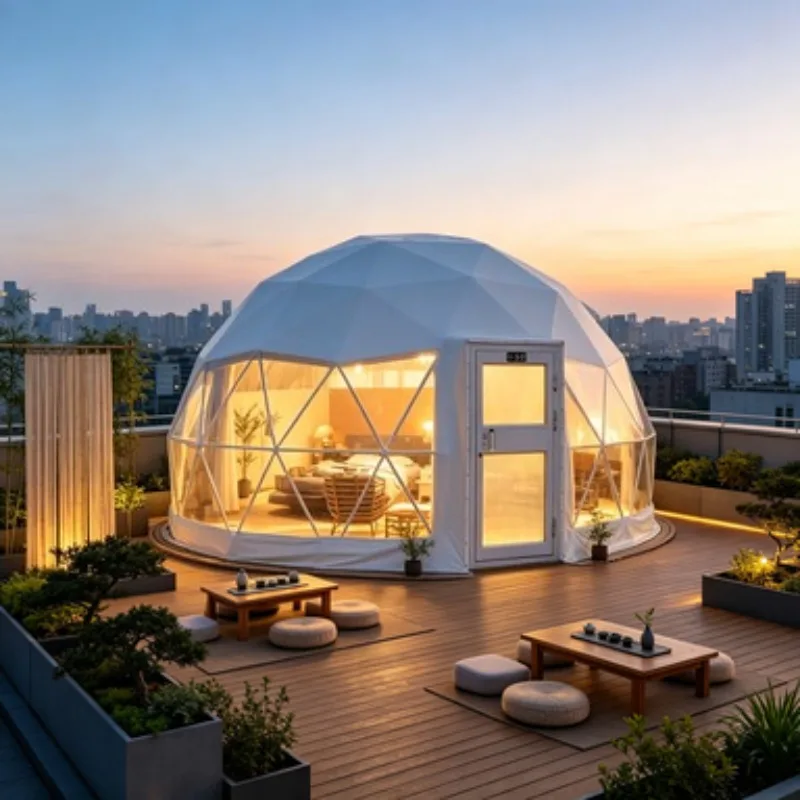 Large Waterproof Geodesic Dome Tent with Circle Glass Window for Outdoor Events Parties Glamping