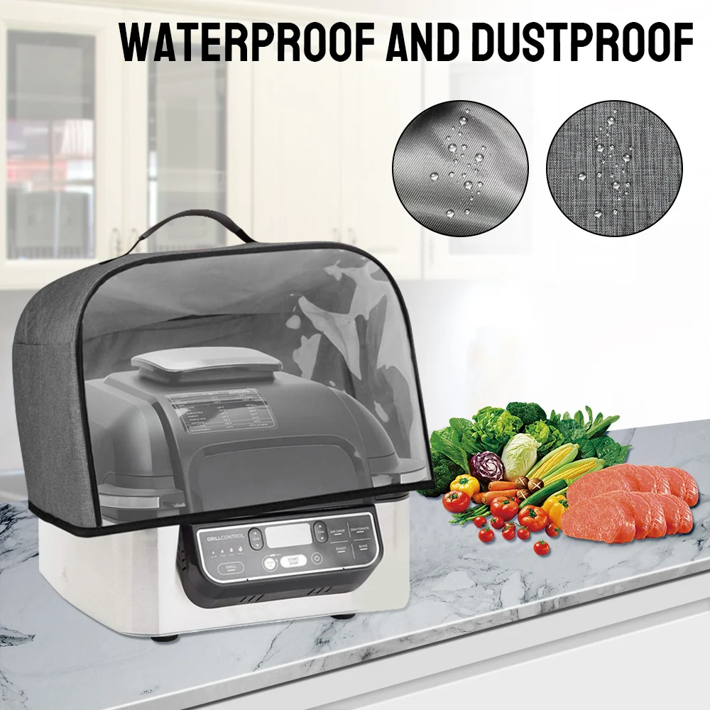For Ninja Foodi Grill Kitchen Dust Cap Durable Household Bread Baking With Storage Pockets Toaster Cover Air Fryer Hood