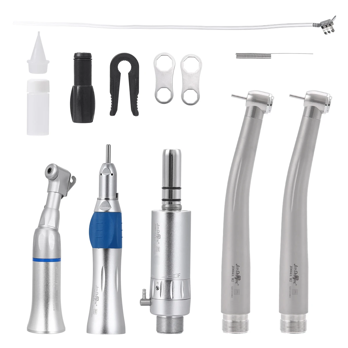 Dental High Speed Low Speed Handpiece Kit 2/4 Holes Standard Head Push Button Single Water Spray Contra Angle Air Motor Straight