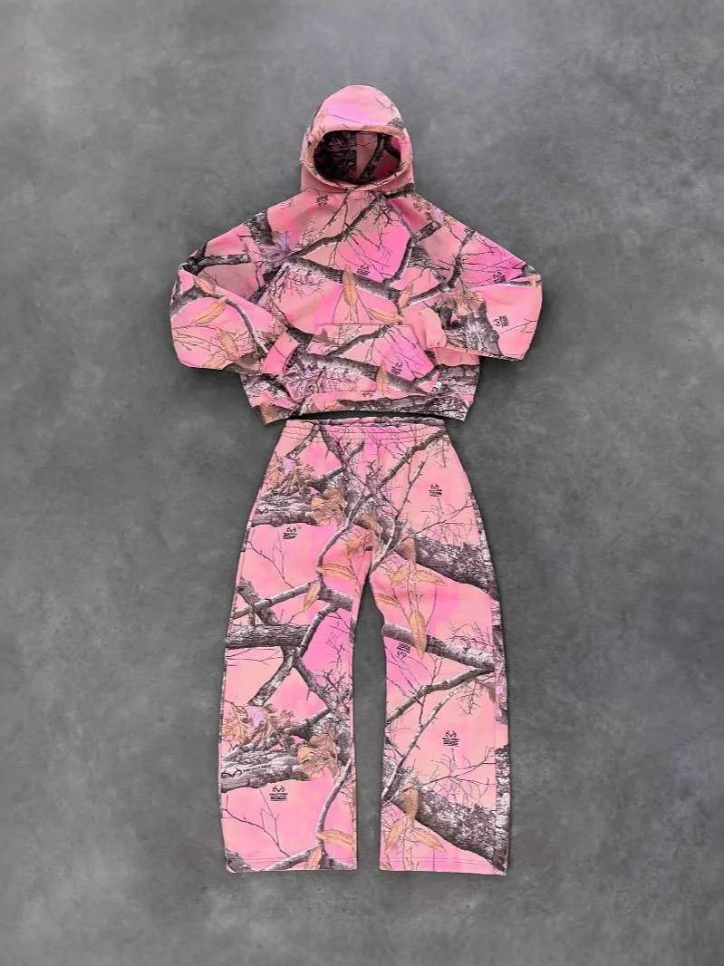 الشارع Sle التمويه هوديي مجموعة فضفاضة تناسب ex العصرية طباعة ملابس خارجية المرأة الرجال aphic البلوز لباس غير رسمي #3