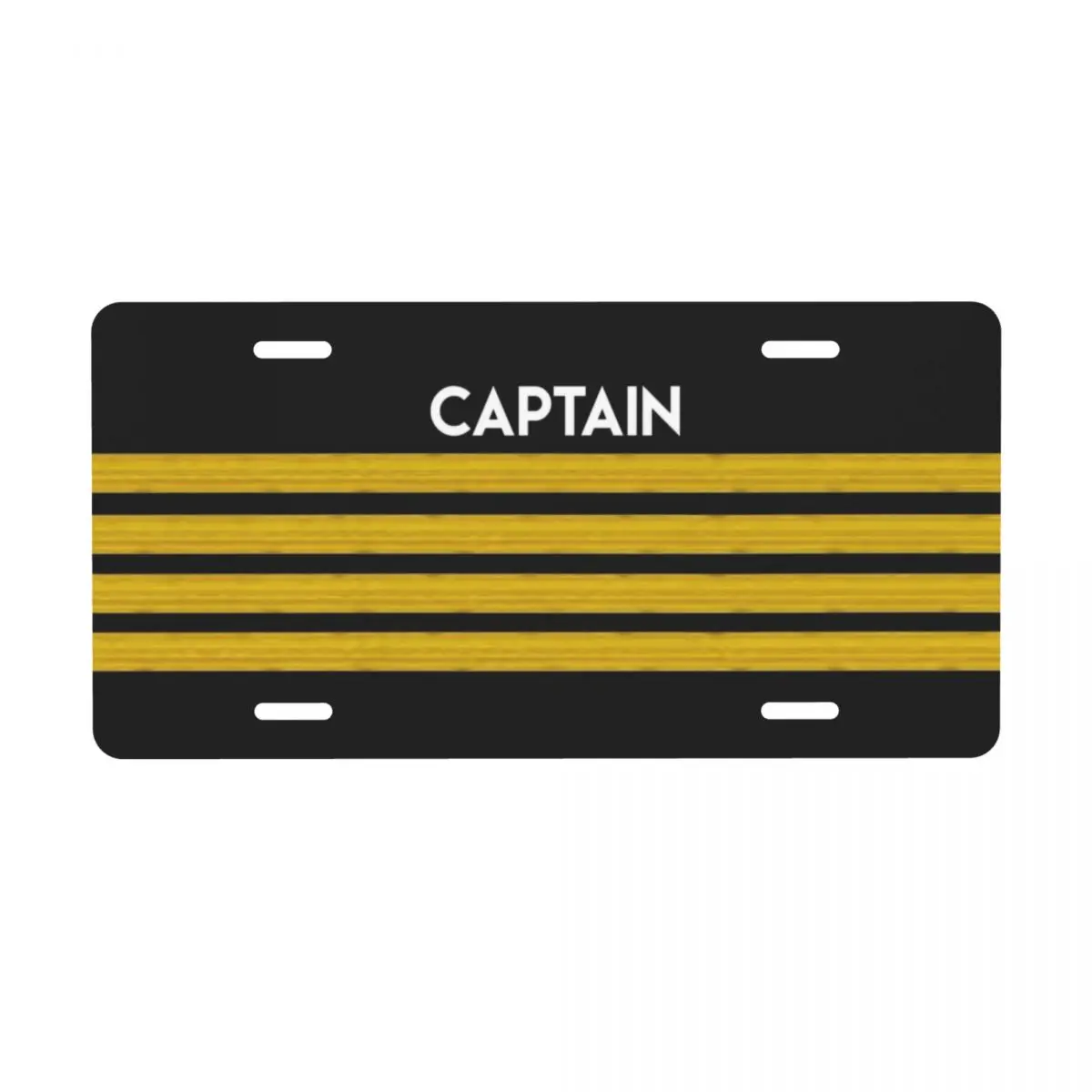 Captain Stripes Epaulettes License Plate Cover Pilot Aluminum Metal Novelty Decorative Car Front License Plate Vanity Tag