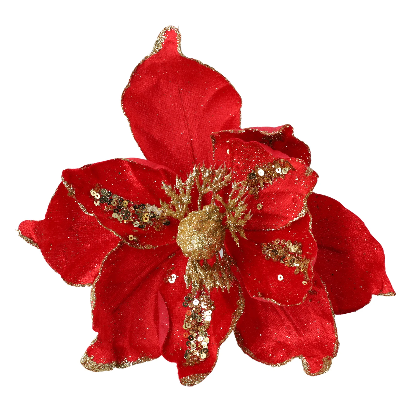 Christmas Poinsettia Glitter Flower Hanging Artificial Flower Christmas Tree Decoration For Wedding Party Home Xmas Tree Decor