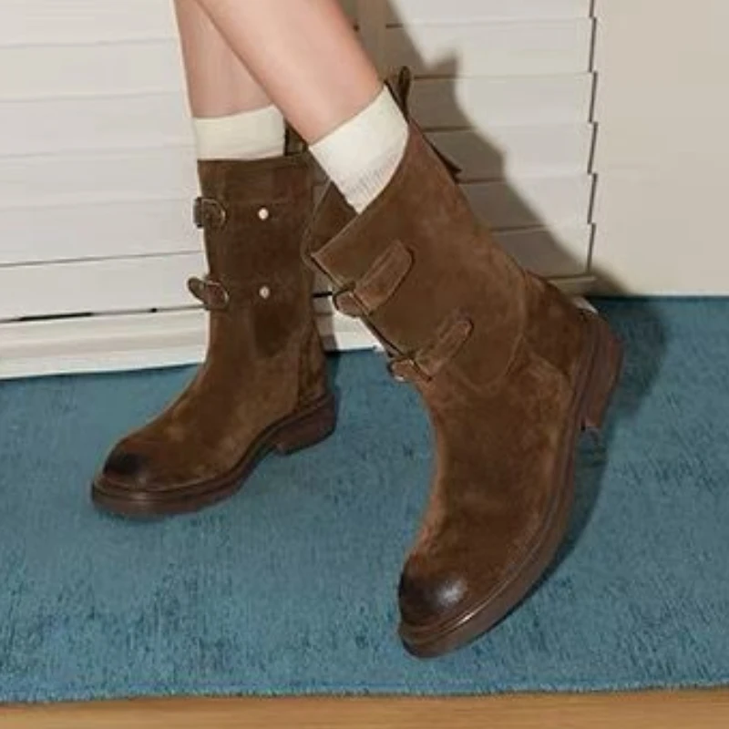 

Women Ankle Boots Suede Flats Shoes Elegant 2025 Winter New Snow Boots Sport Shoes Retro Woman Sneakers Botas Mujer Zapatillas