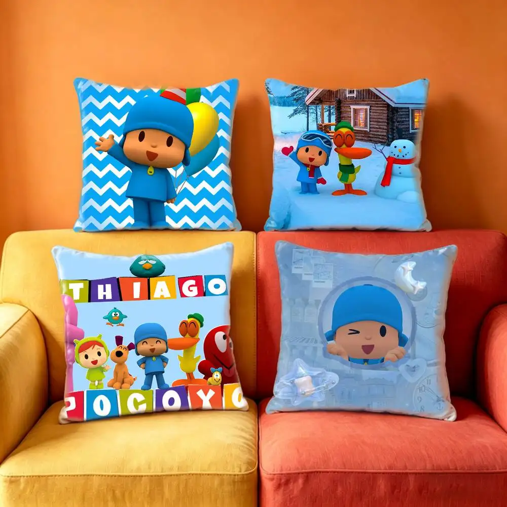 Cartoon P-Pocoyo  Pillow Case Anti-dustmite Pillowcase Invisible zipper silky Sofa cushion cover for bedroom