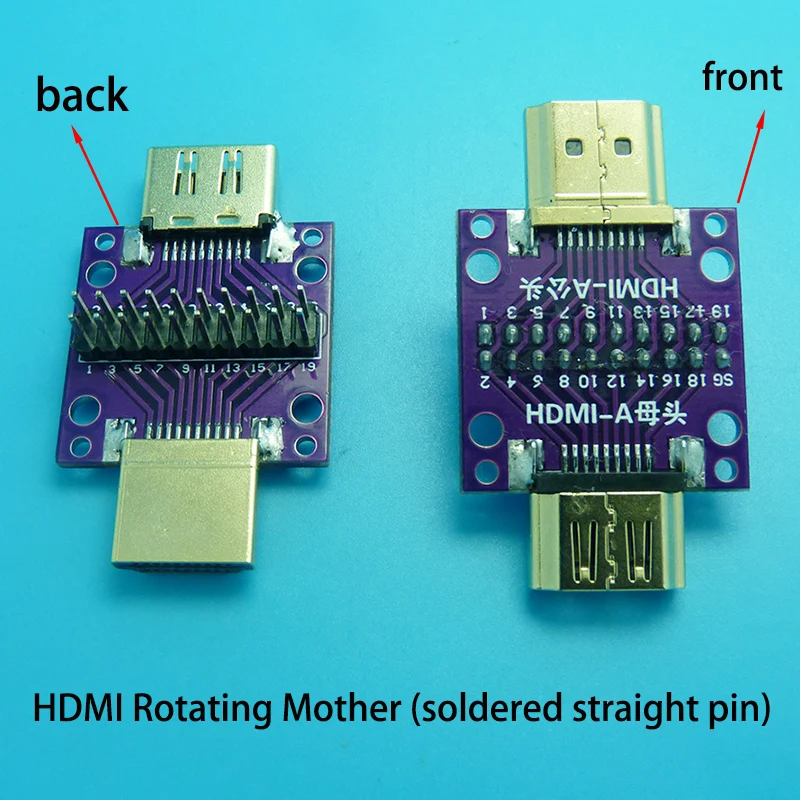 HDMI Rotating Female Test Adapter Board Male to Male to Female Adapter Board Pin Set with PCB Board to USB Circuit Board
