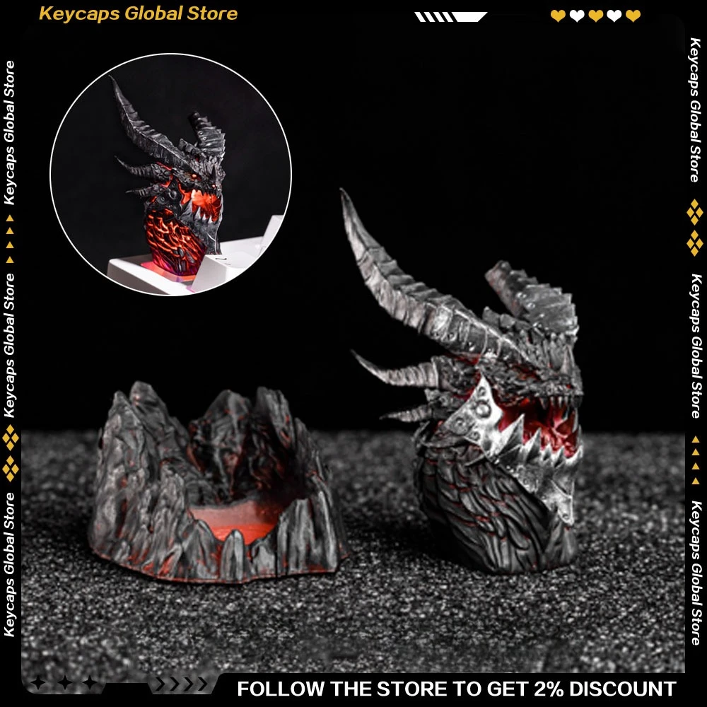 World of Warcraft 3D Keycap Resin Game Peripherals Neltharion The Earth Warder RGB Customized Keycaps for Mechanical Keyboard
