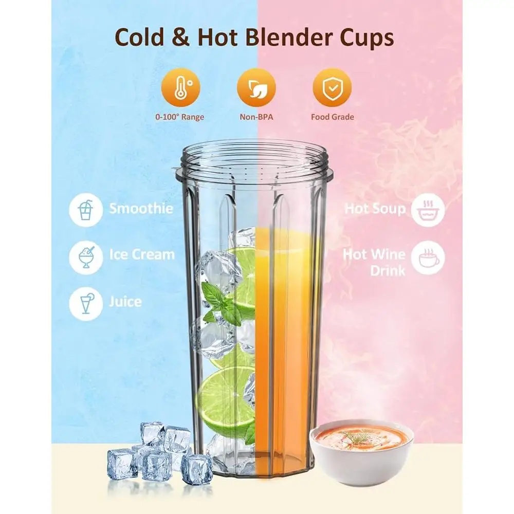 Powerful 1000W Personal Blender Smoothie Maker with Multiple Attachments Removable Blades and Portable Cups Healthy Drinks