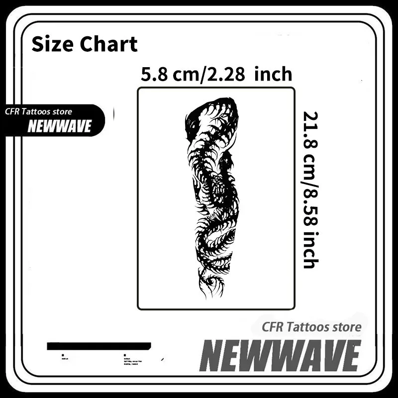 الوشم المؤقت الوشم وهمية للنساء الرجال مقاوم للماء الظلام القوطية الجمجمة ثعبان العشبية عصير الوشم ملصق ملصقات الألعاب الفاخرة #3