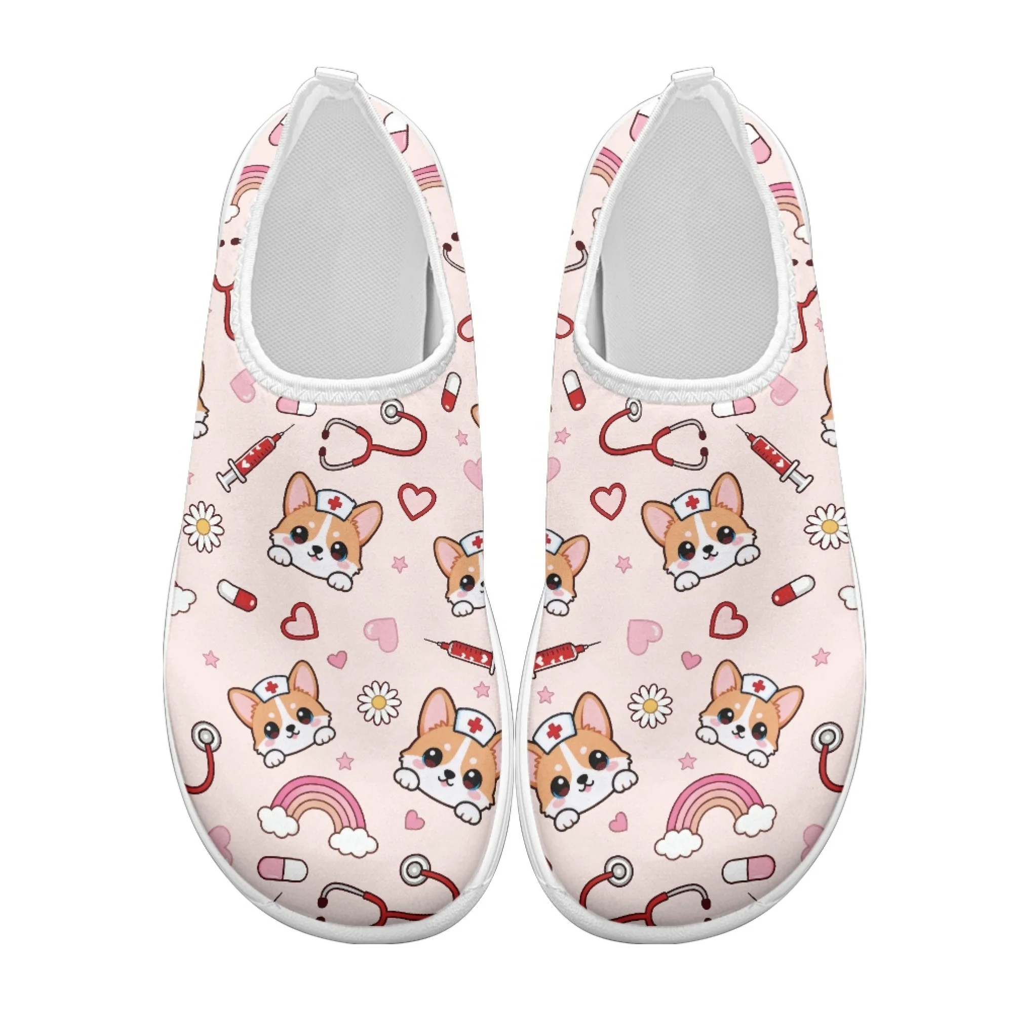 XIXIRIMIDO Slip On Casusal Shoes Stylish Polyester & EVA Nurse Work Shoes Comfy Walking Running Shoes for Woman Nurse Pattern