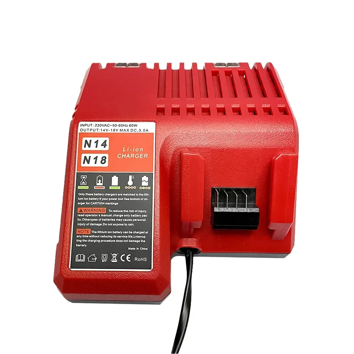 US/EU Plug 12V-18V 3A Rapid Charger for Milwaukee M12-18/N14-18 Tool Dual Port Multi-Voltage Li-Ion Battery M12 M18 Replacement