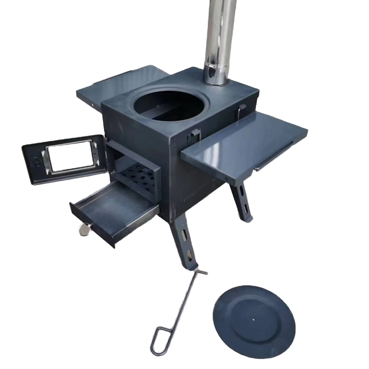 Estufa de cocina de leña portátil compacta de acero barata innovadora de 5L estufa de tienda para acampar todas las estaciones