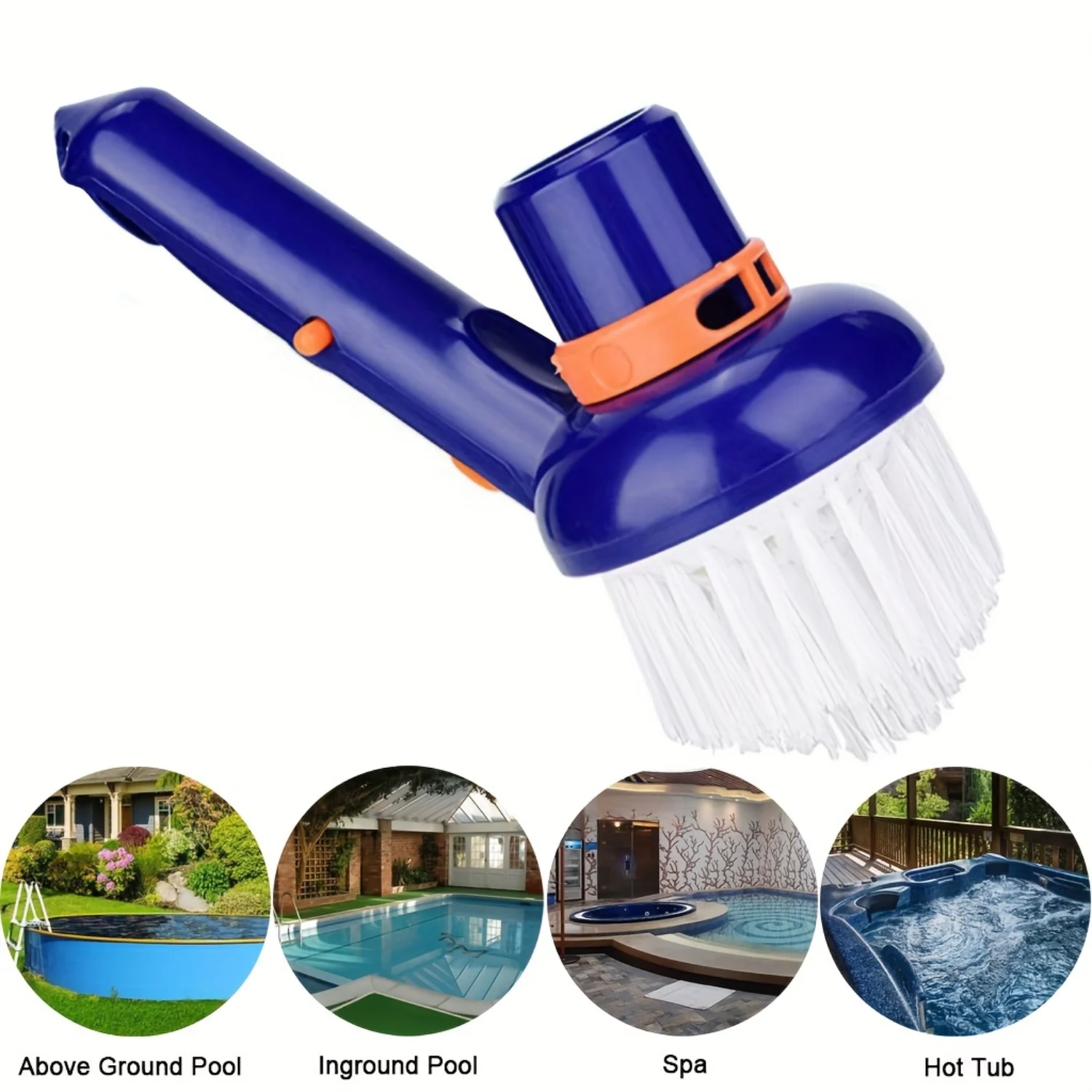 2-Pack Wide-Reach Pool Vacuum Brush Head - Durable Corner & Step Cleaner for Above Ground Pools & Spas with Quick-Attach EZ Clip