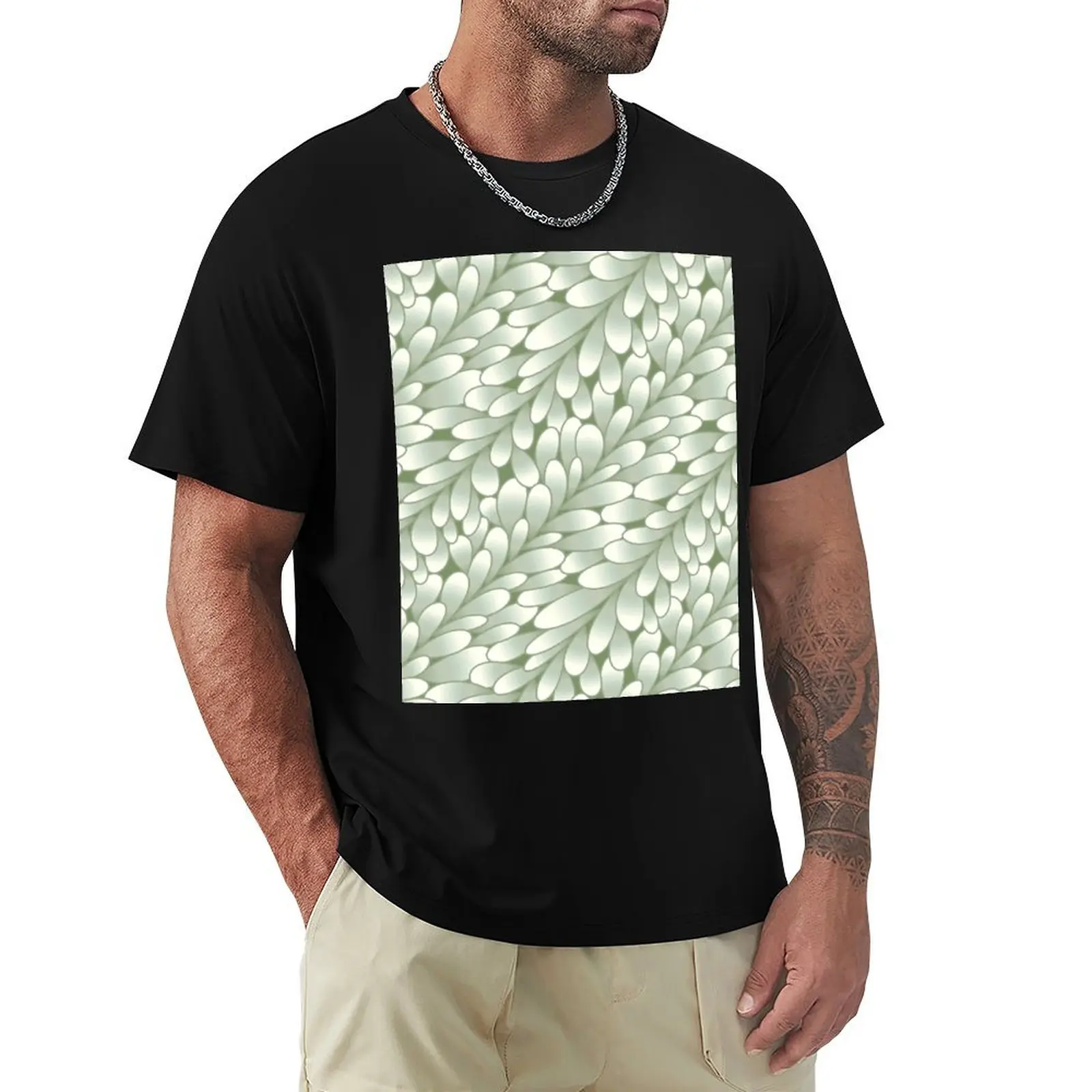 

Leaf Pattern T-Shirt vintage graphic tee Luxury man black t shirts for men