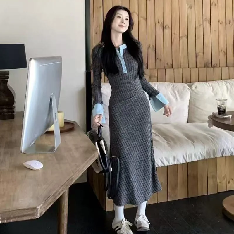 ชุดเดรสผู้หญิง ดีไซน์หรูหรา สำหรับผู้หญิง ปี 2025 ฤดูหนาว ผ้ากำมะหยี่ แต่งระบายจีบ จับจีบเป็นชั้นๆ ทรงสวิง ดีไซน์ศิลปะ ทันสมัย วินเทจ สไตล์สาวออฟฟิศ