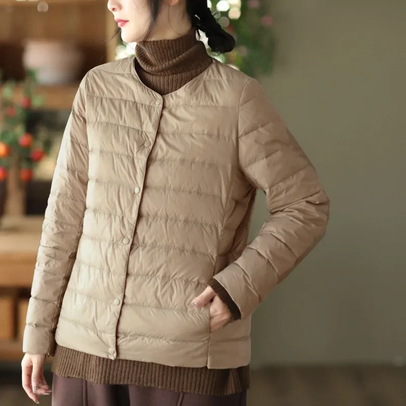 Women's Models Fairy Fall Winter Coat Liner V-neck Light Warm Casual Comfortable New Versatile Slim Trend Brand Luxury Harajuku