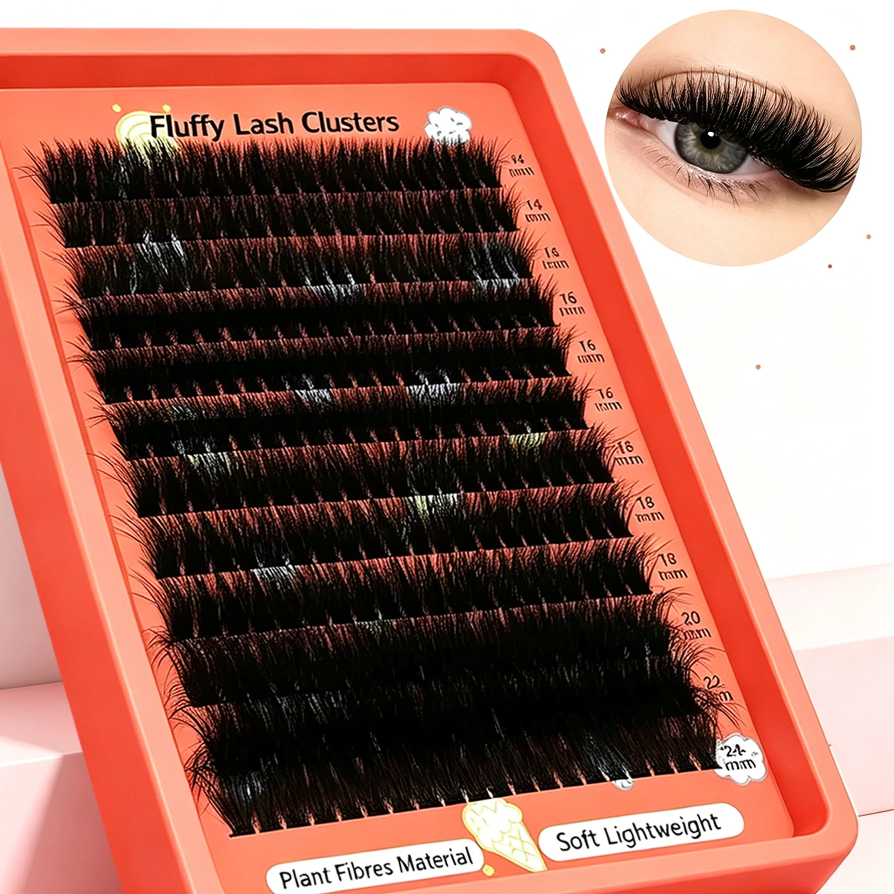 Cluster Lashes D Curl Mixed Length Dramatic Volume DIY Eyelash Extensions Soft Reusable Fake Lashes For Beginners Eye Makeup