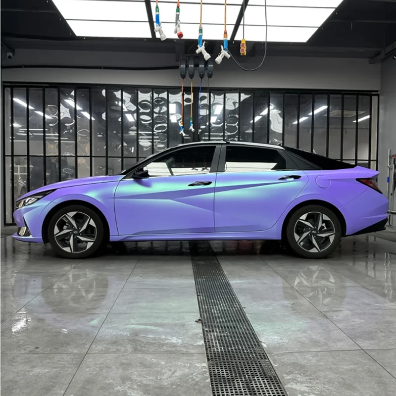 

Satin Flip Glacier Lavender Blue Vinyl Wrap Film Self Adhesive Decal Motorbike Car Wrapping Roll Air Release