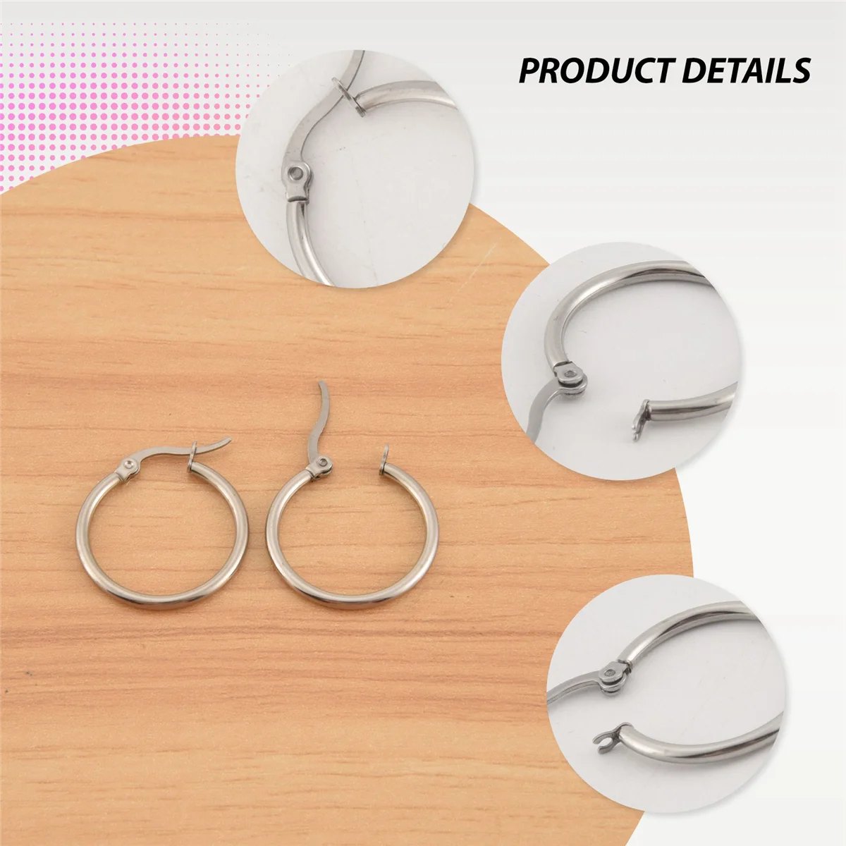 3 Pairs 15mm 20mm 25mm Stainless Steel Hoop Huggies Earrings Set Woman Silver
