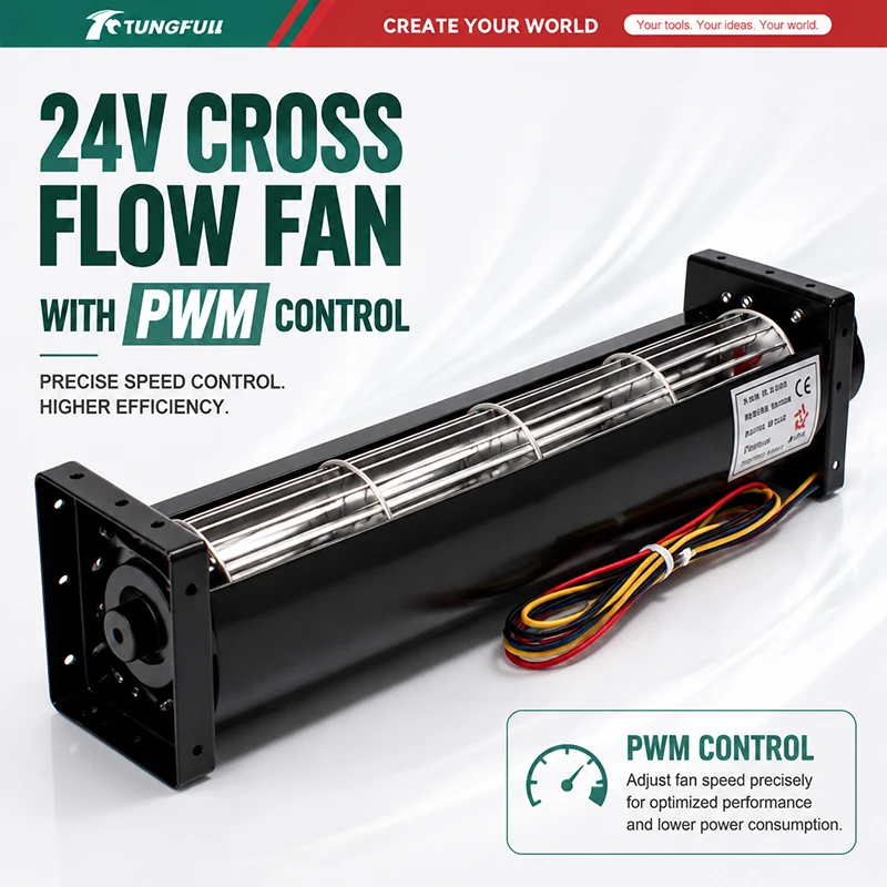 PWM DC24V Cross Flow Fan Tangential Blower Fan AC Cooling Ventilation Fan Long Barrel Roller Fan for Air Conditioner Heater