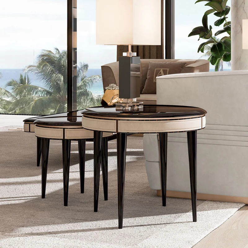 Post-modern light extravagant wind a few corners of ebony wood finish small tea table round corner cabinet simple side table