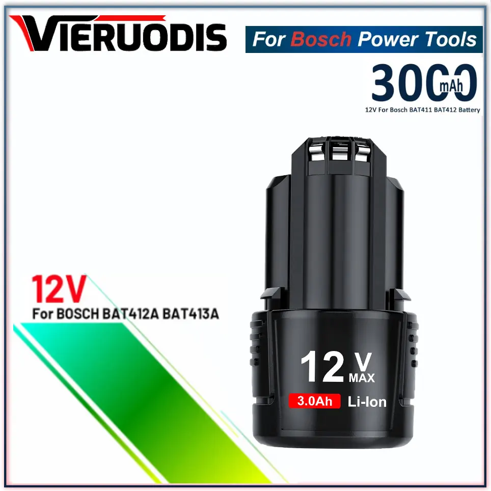 

For BOSCH 12V 3.0Ah Battery for Bosch BAT411A BAT412A BAT413A BAT414 BAT420 2607336013 26073360 Cordless Tool