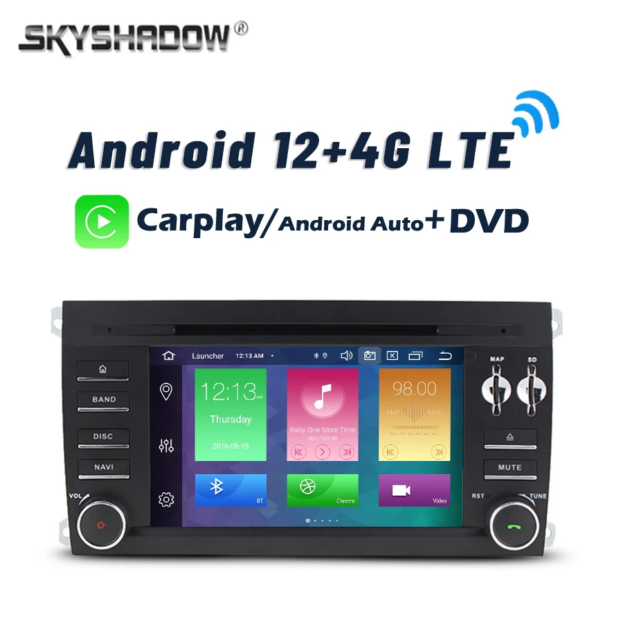 DVD Carplay DSP Car Player IPS LTE Android 12.0 8GB +128GB 8Core Wifi GPS Map RDS Radio Bluetooth For Porsche Cayenne 2003-2010