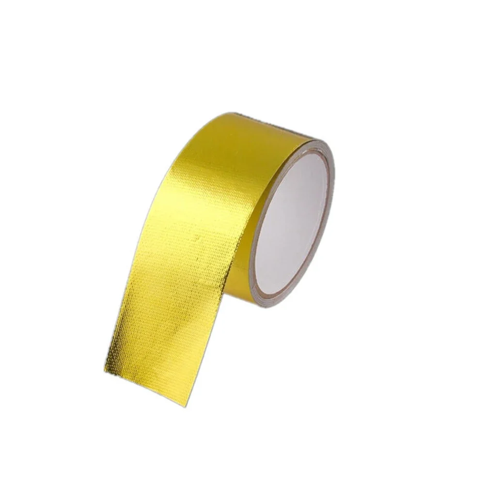 Tape Insulation Tape 5cm*5m/0.8in*16.4ft Aluminum Foil Golden Design High Temp Niversal Fitment Car Truck Parts