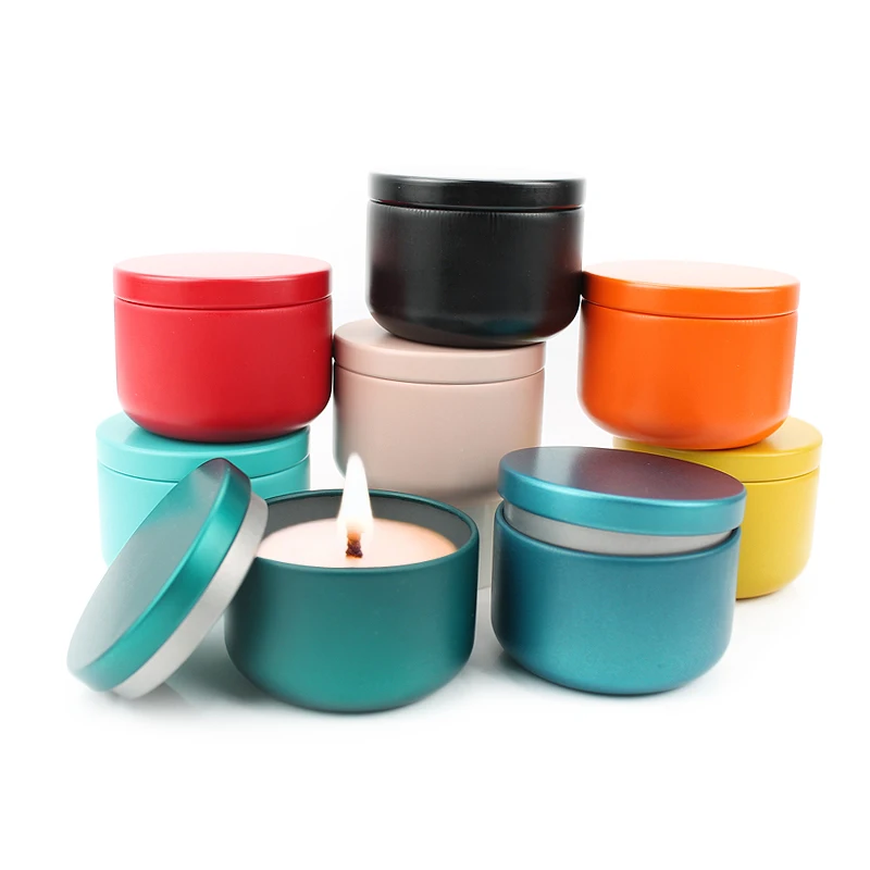 9pcs Round Metal Tins Candle Tin Candle Pot Candle Jars DIY Candle Making Jars 50ML Essential Oil Incense Cans Travel Box