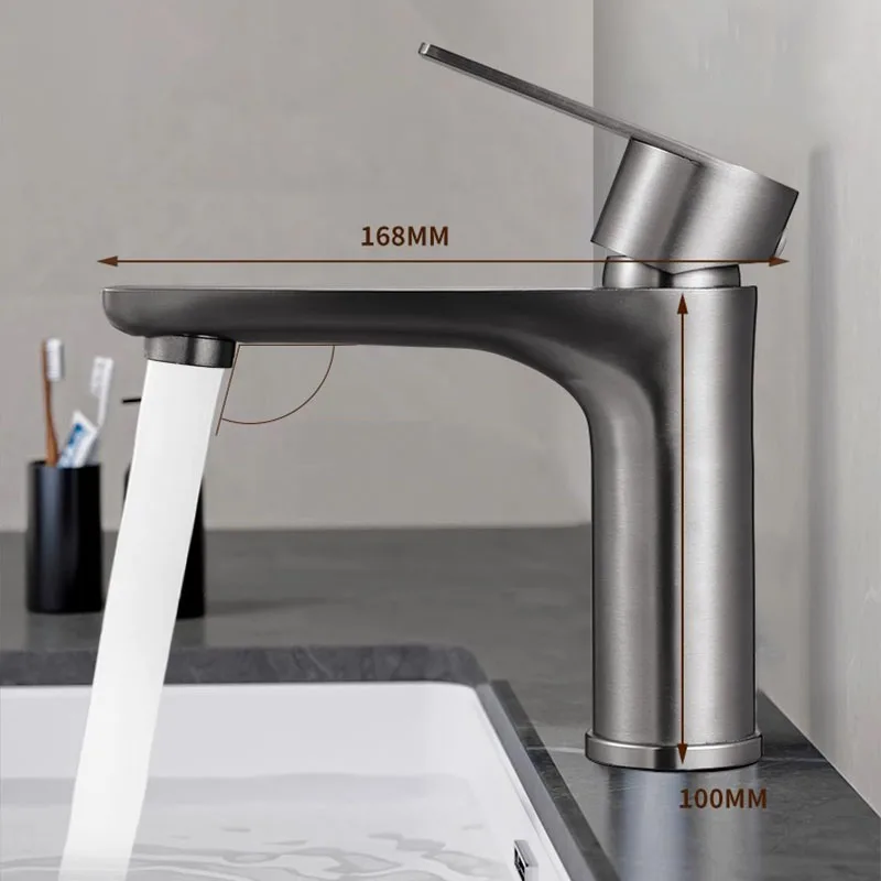 Stainless steel faucet basin sink cold and hot water bathroom rinse bathroom cabinet basin faucet