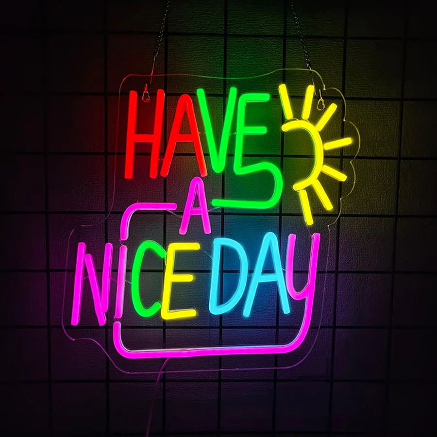 Have A Nice Day LED Neon Sign, USB Powered Wall Light for Bedroom, Game Room, Birthday Party, Wedding, Cafe Decor, Creative Gift