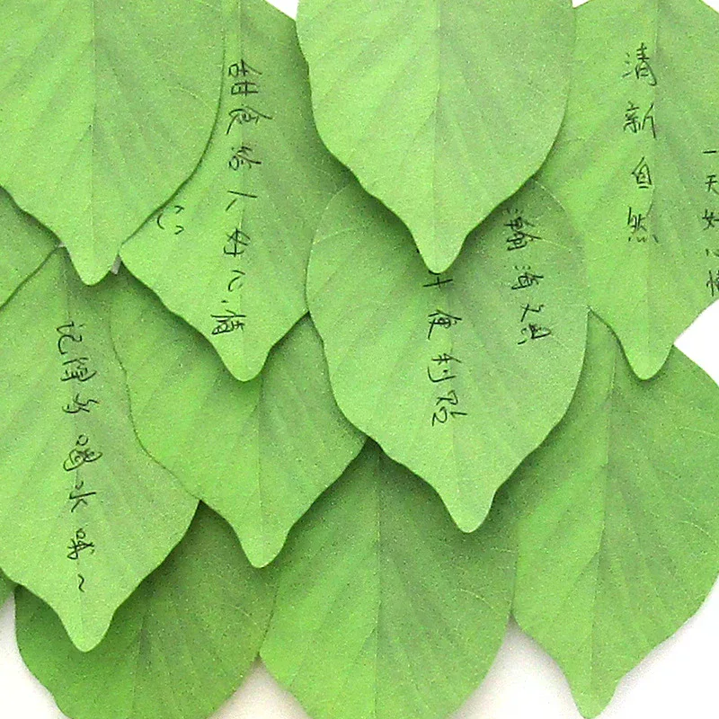 1/2/4pcs Creative Green Leaf Shaped Sticky Notepad Photo Wall Refrigerator Decoration Sticker, Novelty Memo Note Pad