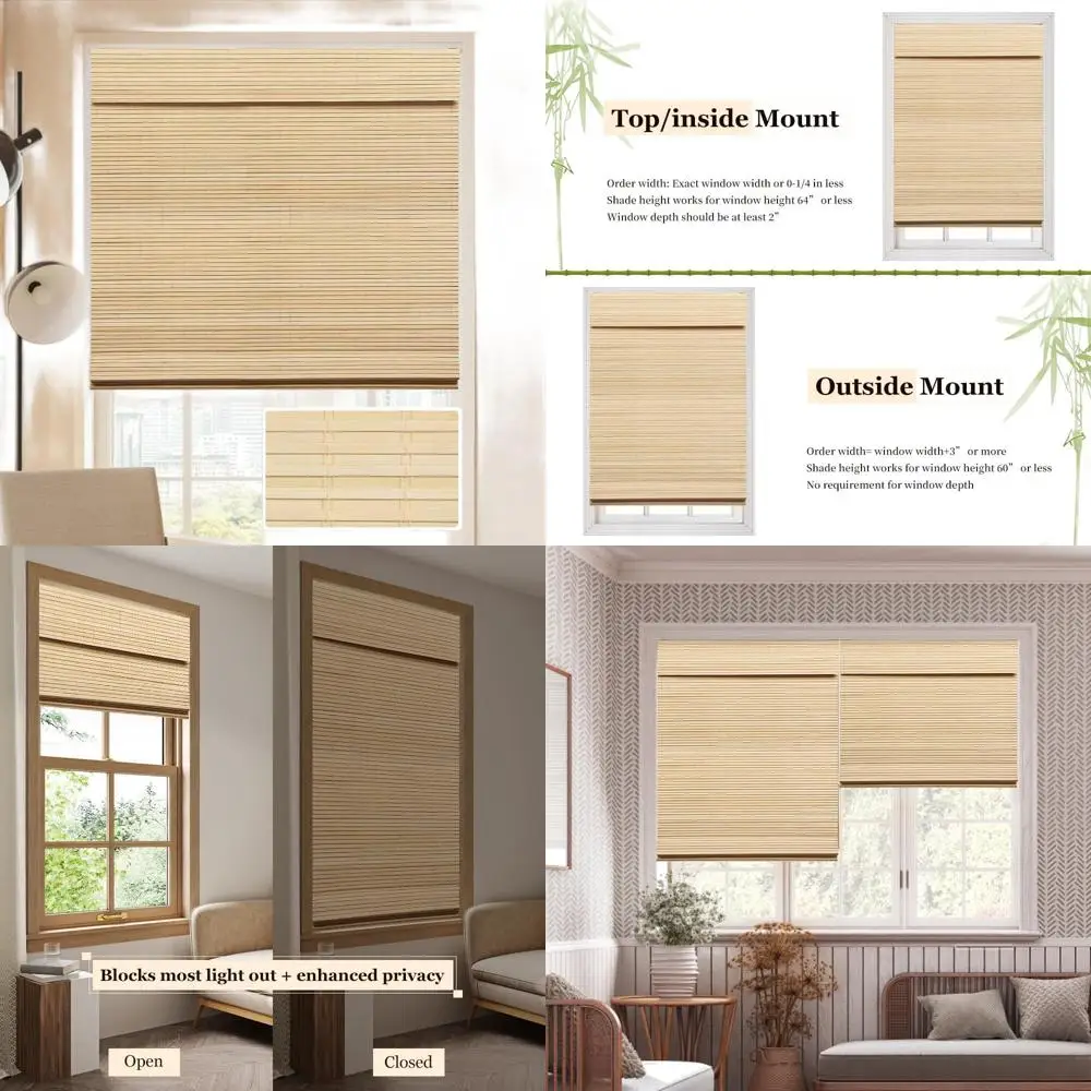 

Затемняющие бамбуковые римские жалюзи с 6 балдахинами, 42 Вт x 64 часа для конфиденциальности в помещении