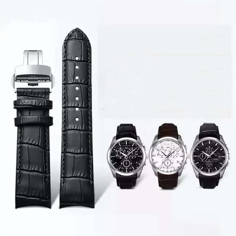 For Tissot 1853 COUTURIER T035 T035627A T035407A T035439 T035617 Curved End Men Genuine Leather Watchband 22mm 23mm 24mm