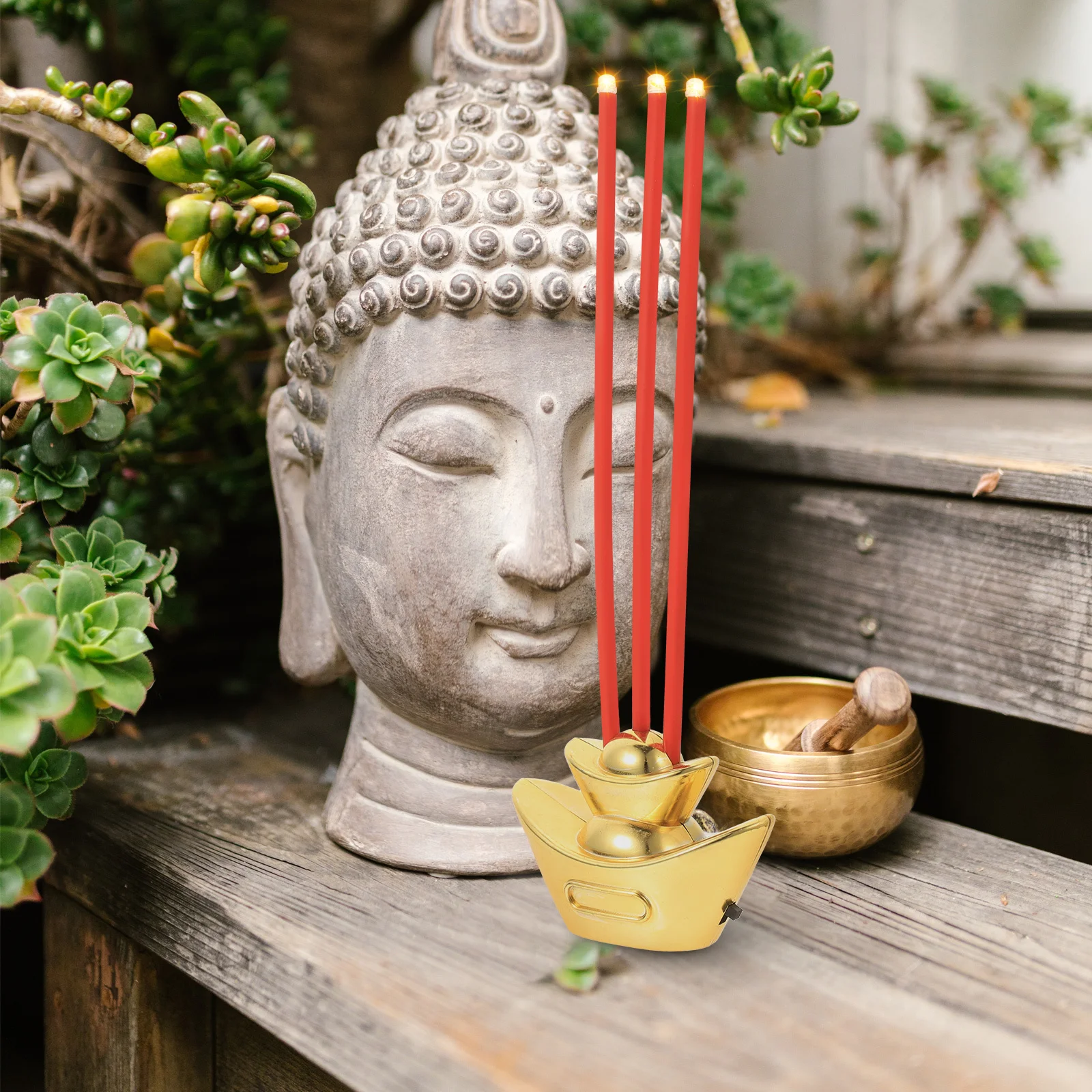 

2Pcs Electronic LED Incense Burner Household Censer for Worship Sacrificial Use Decorative Retro Style Burning Appliance