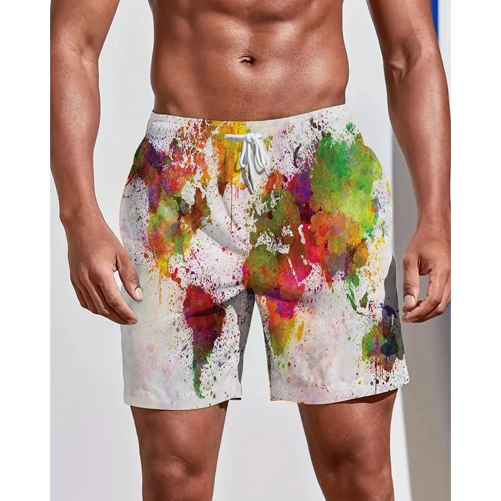 Summer Seasons Rendering Shorts Graffiti 3D Printing Men's Beach Pants Swimming Comfortable Quick Drying Fashion Youth Loose Men