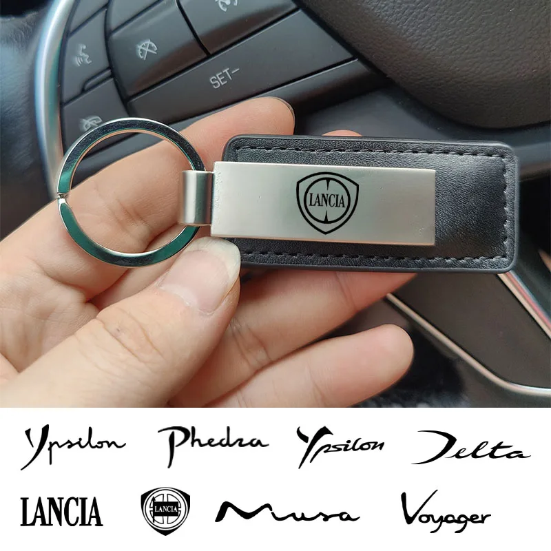 Nuevo llavero de cuero y metal para coche, llavero para Lancia Delta III Musa Thesis Voyager Ypsilon 843, accesorios para coche