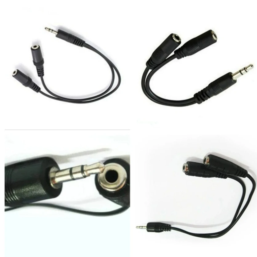 

1000pcs 3.5mm Stereo Y Splitter Audio Extension Cable 1 Male to 2 Female Aux Wire Cord for Computer Headphone Speaker Phone
