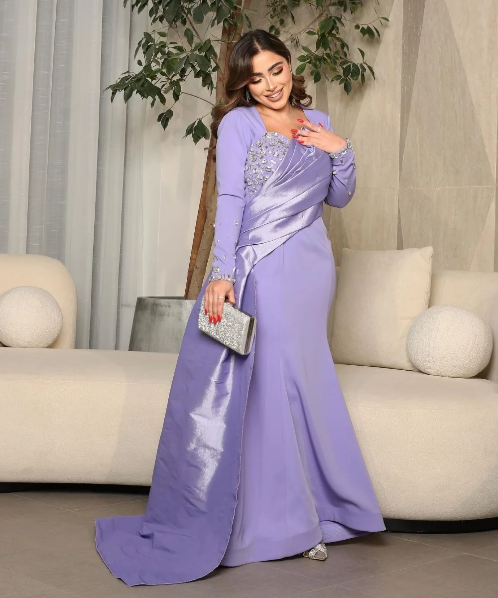 

Customized High Quality Jersey Pleat Sequined Trumpet V-neck Long Dresses Bespoke Occasion Homecoming Exquisite