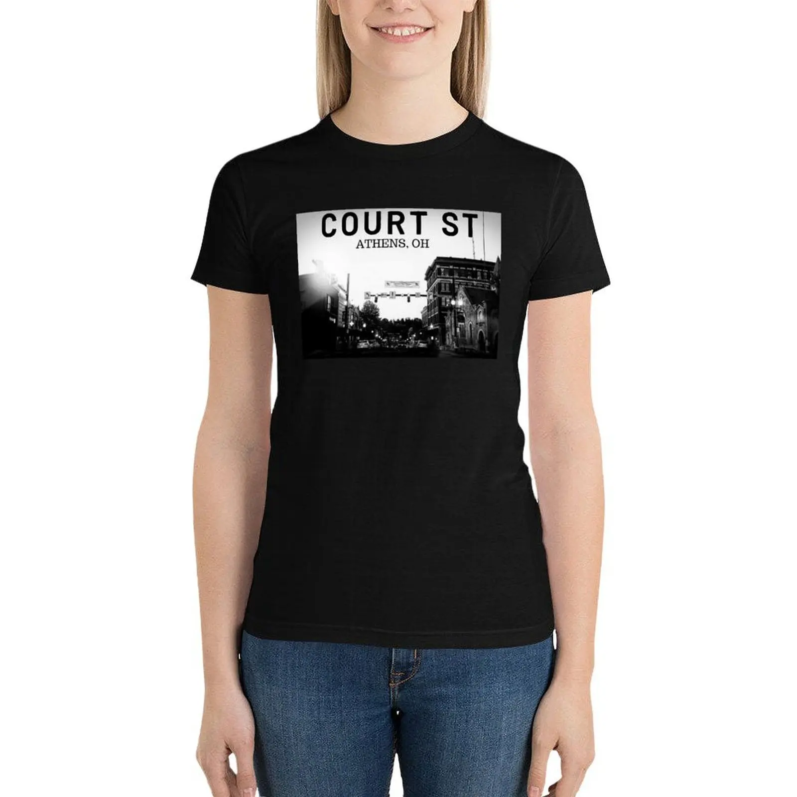 Court St Athens, Ohio T-Shirt cute tops summer tops cropped t shirts for Women