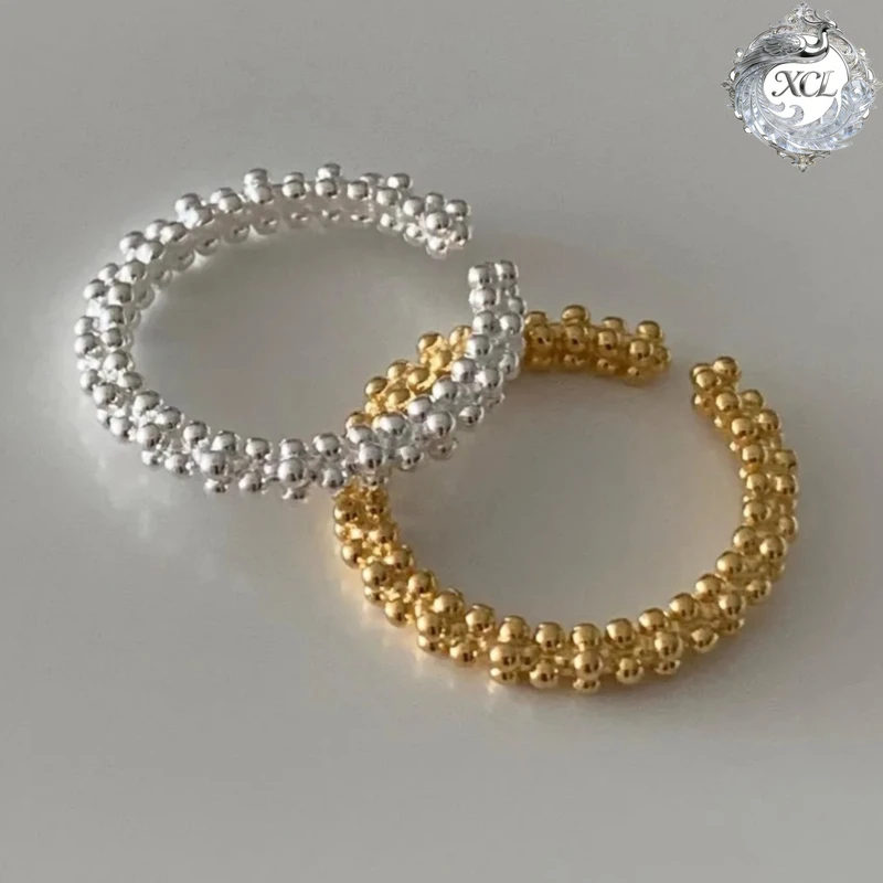 

XCL 100% 925 Sterling Silver Beads Design Rings for Women Opening Ring Wedding Aesthetic Accessories Party Jewelry Gift