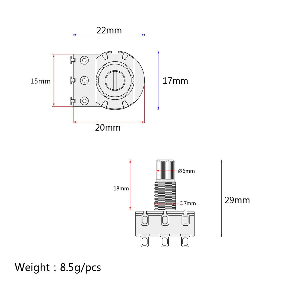 Mn50k Split Shaft Dual Audio Potentiometer Guitar Volume and Tone Control Replacement Professional Grade Guitar Potentiometer